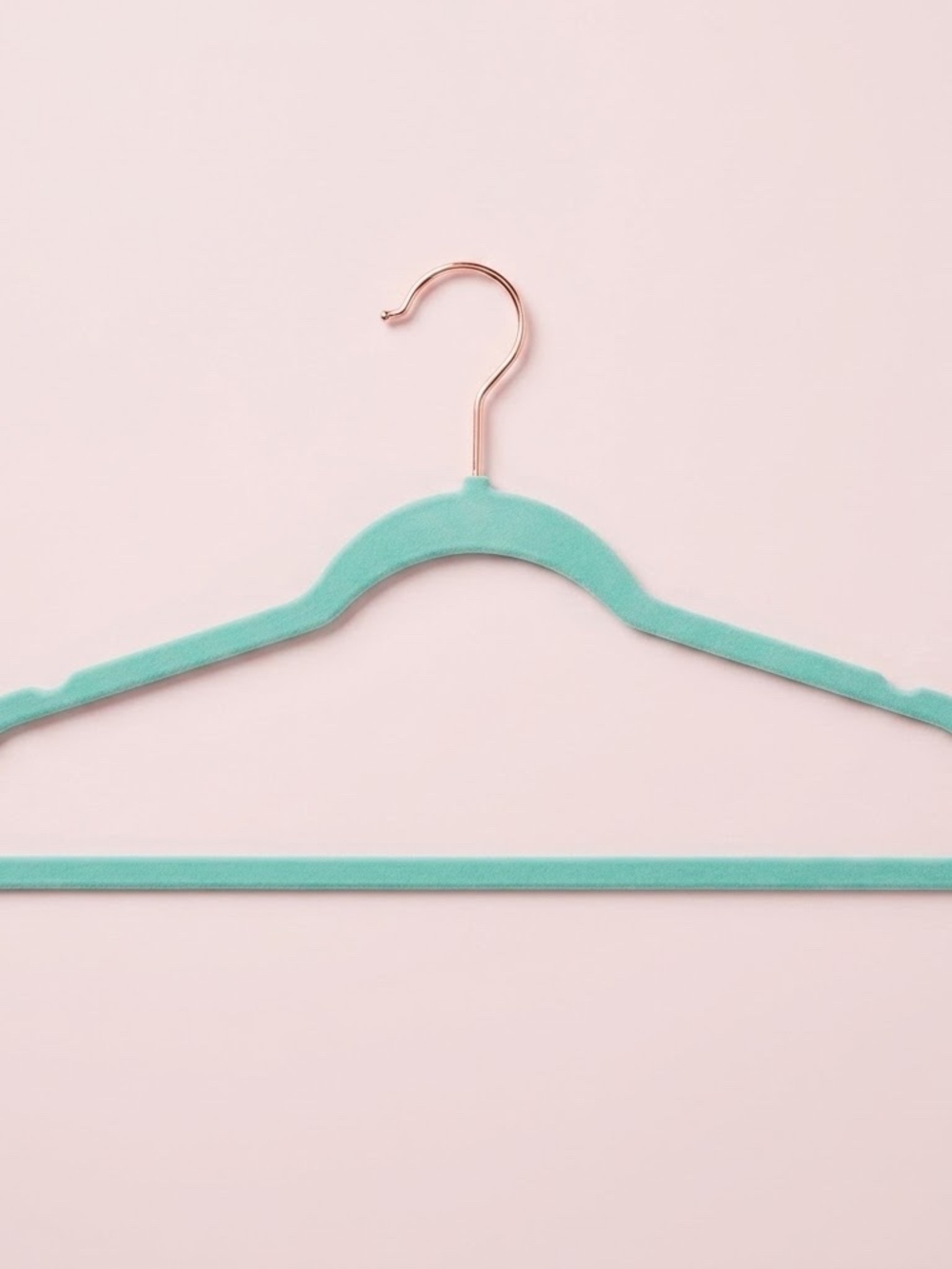 Mint Green Velvet Non-Slip Clothes Hanger with Rose Gold Hook Pack of 17
